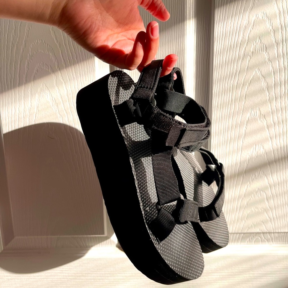 TEVA platform sandals.